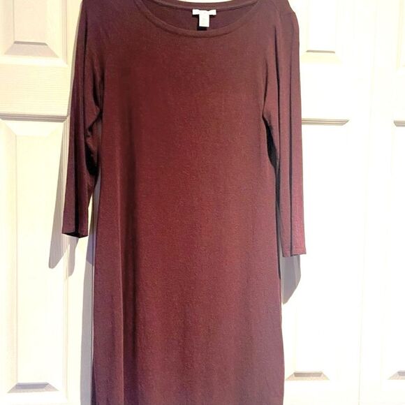 Daily Ritual Burgundy long sleeve Midi Dress Size Medium - Picture 3 of 6